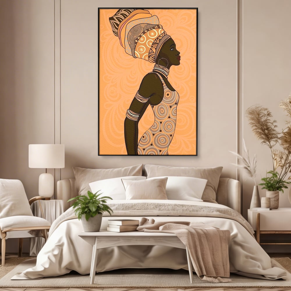 Tablou Canvas Premium, LuxCanva® G1074, Traditie si Modernitate, Africa, Continent, Feminitate, Exotic, Turban, Gratie, Soare, Bratari, Living, Dormitor