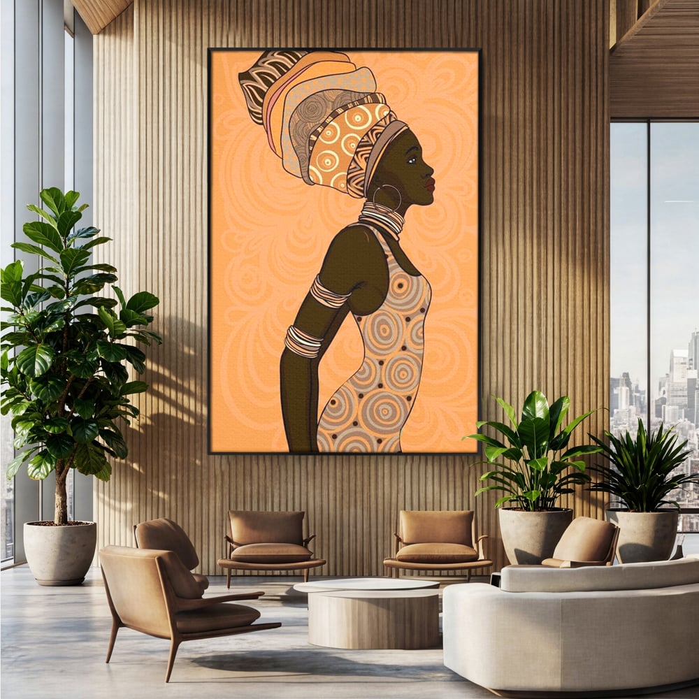 Tablou Canvas Premium, LuxCanva® G1074, Traditie si Modernitate, Africa, Continent, Feminitate, Exotic, Turban, Gratie, Soare, Bratari, Living, Dormitor
