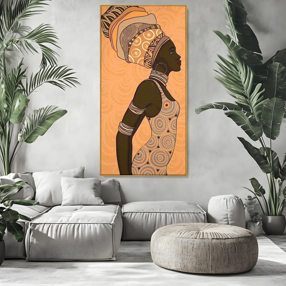 Tablou Canvas Premium, LuxCanva® G1074, Traditie si Modernitate, Africa, Continent, Feminitate, Exotic, Turban, Gratie, Soare, Bratari, Living, Dormitor