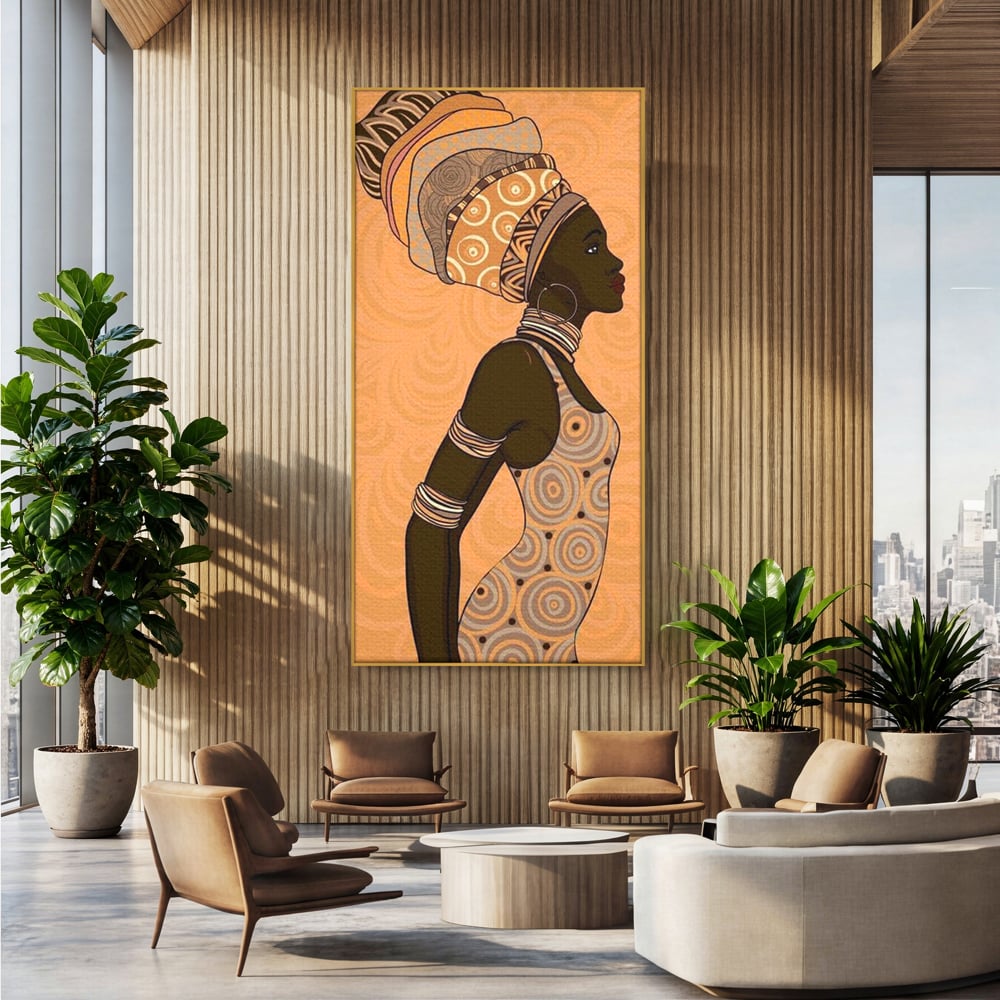 Tablou Canvas Premium, LuxCanva® G1074, Traditie si Modernitate, Africa, Continent, Feminitate, Exotic, Turban, Gratie, Soare, Bratari, Living, Dormitor