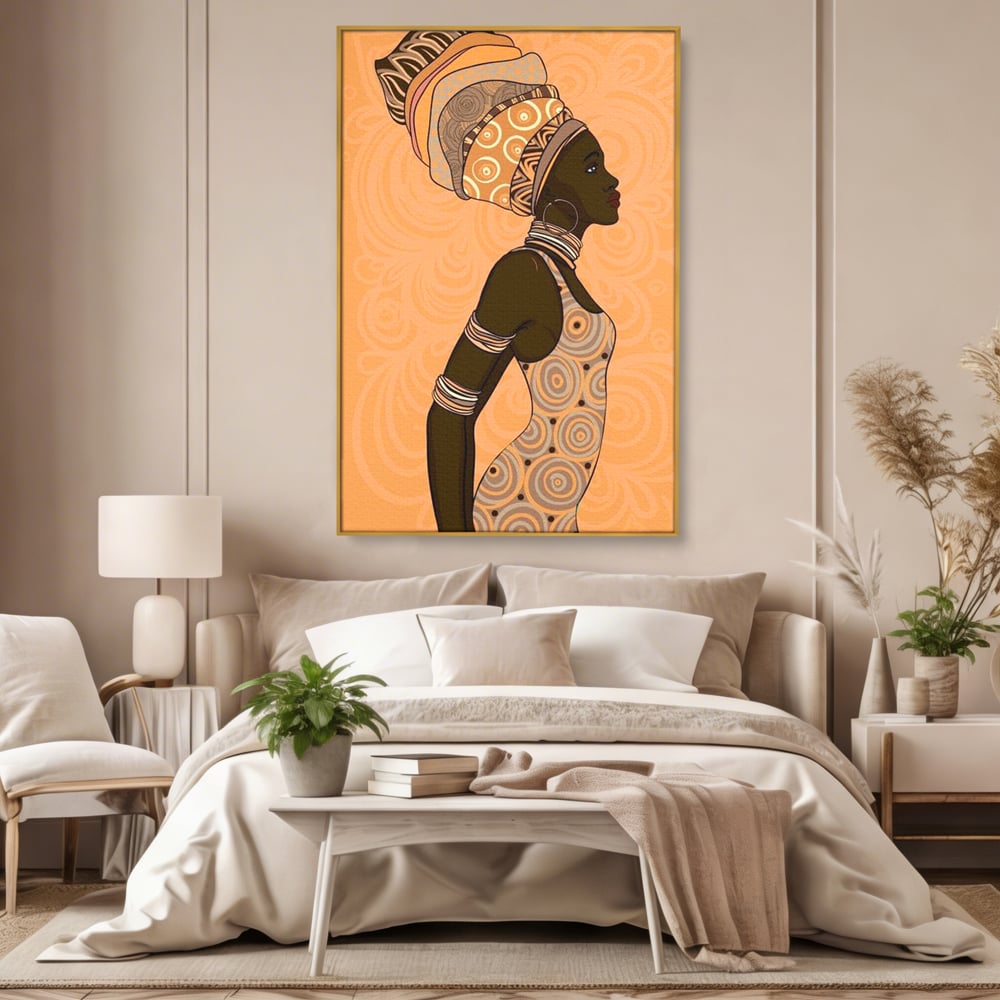 Tablou Canvas Premium, LuxCanva® G1074, Traditie si Modernitate, Africa, Continent, Feminitate, Exotic, Turban, Gratie, Soare, Bratari, Living, Dormitor