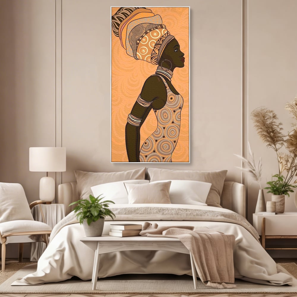 Tablou Canvas Premium, LuxCanva® G1074, Traditie si Modernitate, Africa, Continent, Feminitate, Exotic, Turban, Gratie, Soare, Bratari, Living, Dormitor