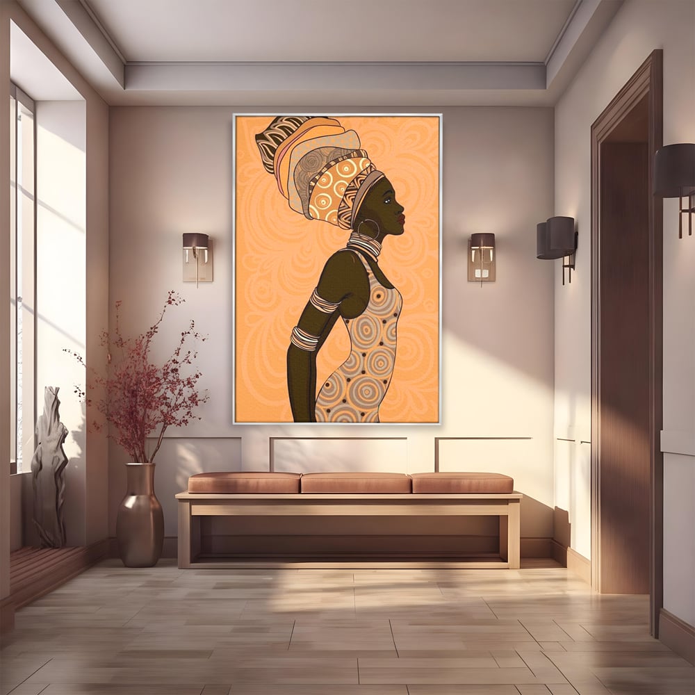 Tablou Canvas Premium, LuxCanva® G1074, Traditie si Modernitate, Africa, Continent, Feminitate, Exotic, Turban, Gratie, Soare, Bratari, Living, Dormitor