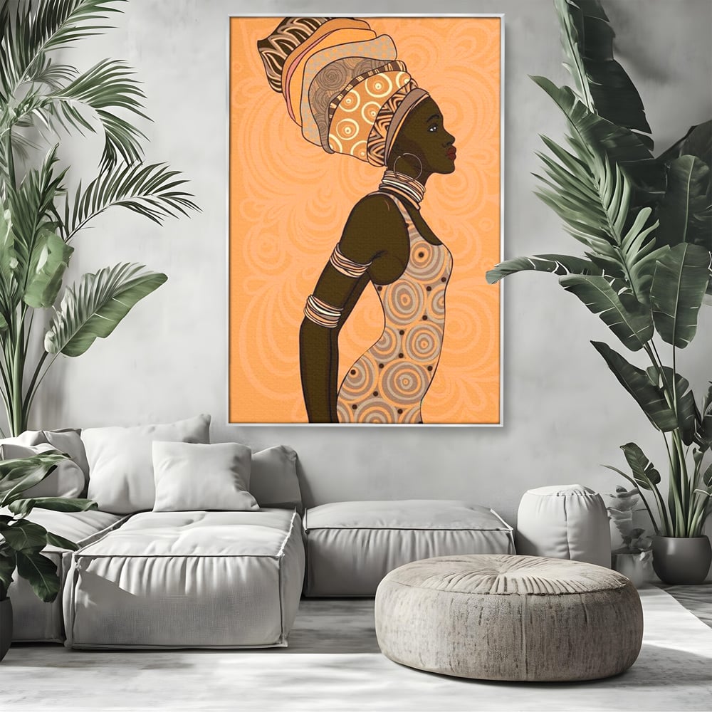 Tablou Canvas Premium, LuxCanva® G1074, Traditie si Modernitate, Africa, Continent, Feminitate, Exotic, Turban, Gratie, Soare, Bratari, Living, Dormitor