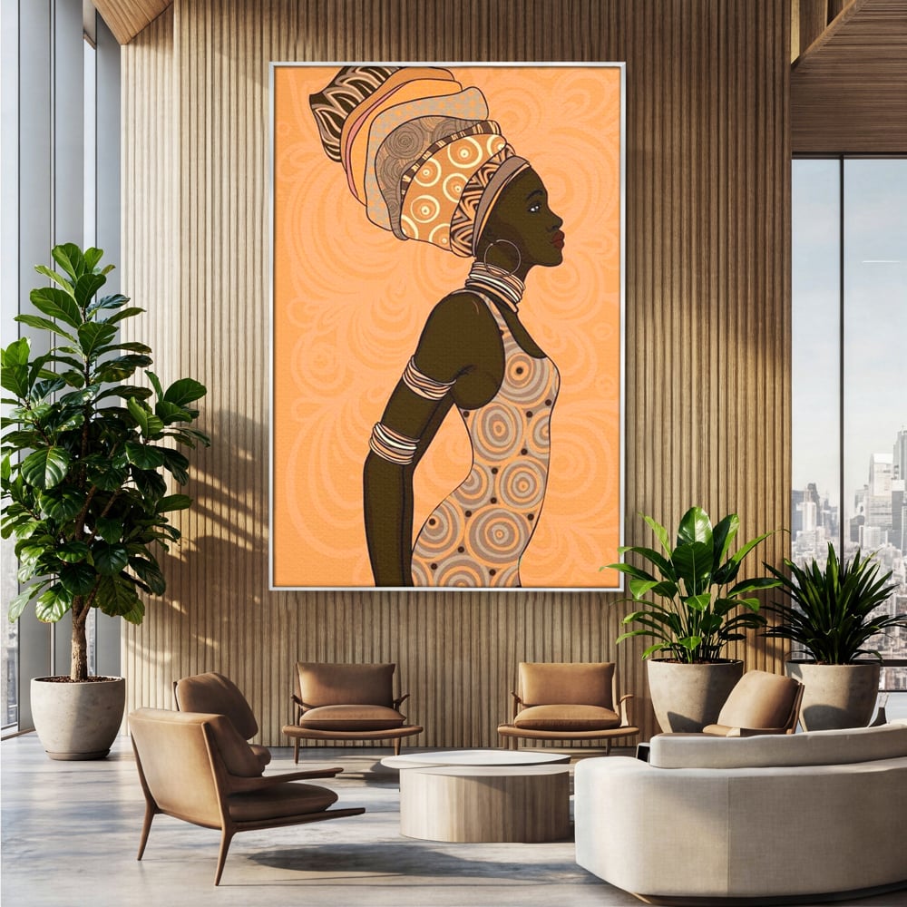 Tablou Canvas Premium, LuxCanva® G1074, Traditie si Modernitate, Africa, Continent, Feminitate, Exotic, Turban, Gratie, Soare, Bratari, Living, Dormitor