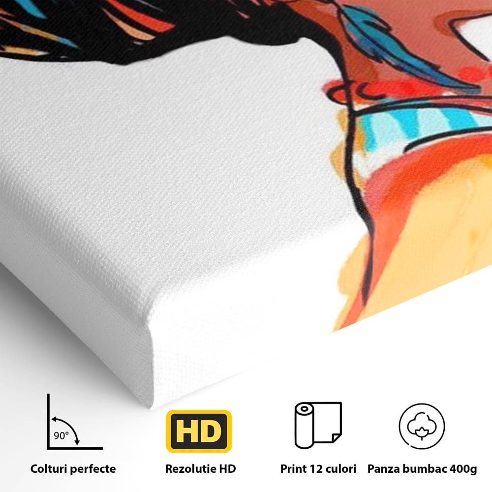 Tablou Canvas Premium, LuxCanva® G1075, Profilul Femeii Africane , Chip, Afro, Turban, Profil, Feminin, Gratie, Regalitate, Africa, Living, Dormitor