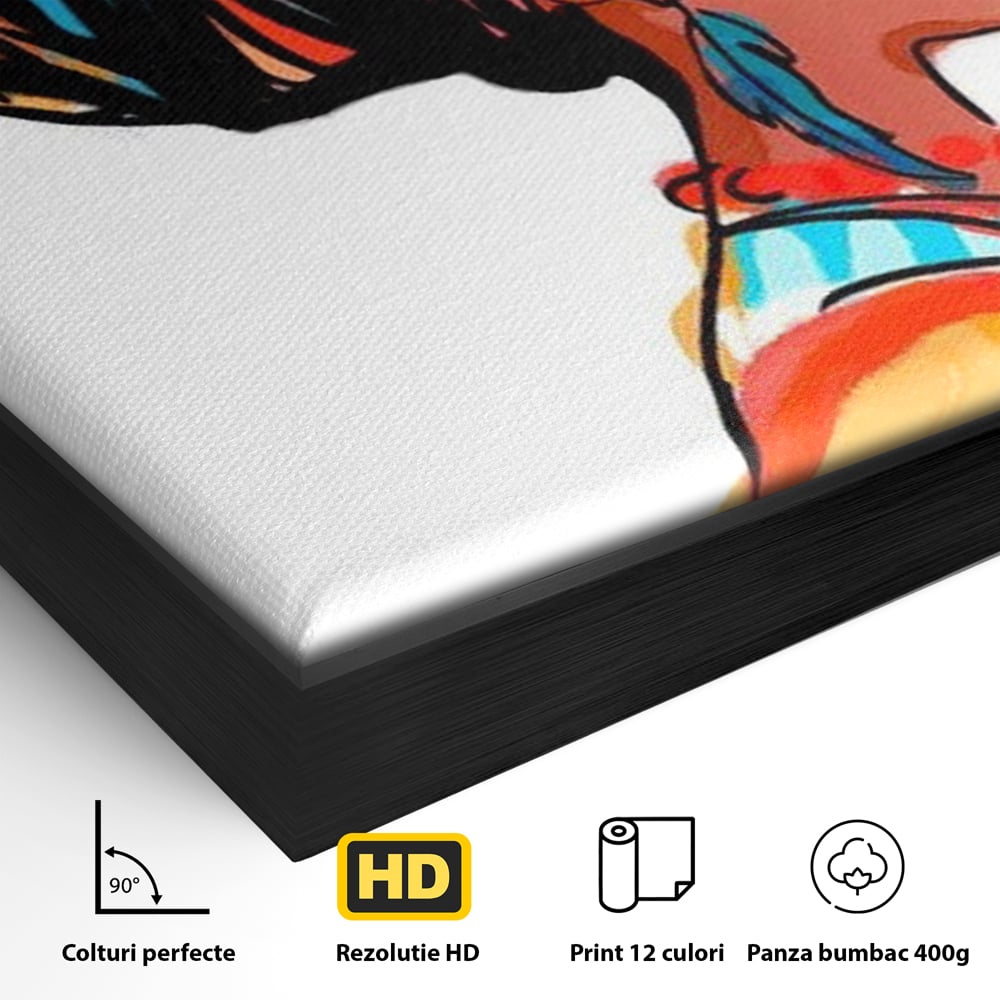 Tablou Canvas Premium, LuxCanva® G1075, Profilul Femeii Africane , Chip, Afro, Turban, Profil, Feminin, Gratie, Regalitate, Africa, Living, Dormitor