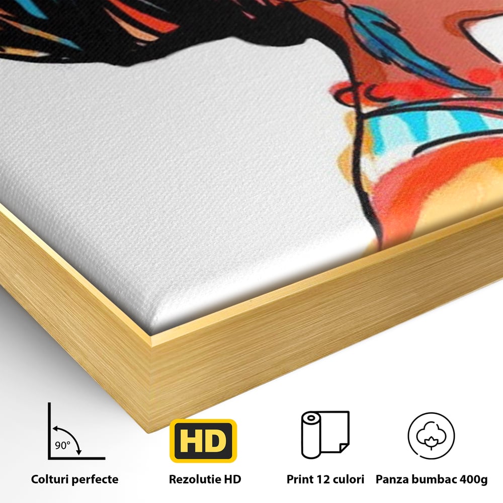 Tablou Canvas Premium, LuxCanva® G1075, Profilul Femeii Africane , Chip, Afro, Turban, Profil, Feminin, Gratie, Regalitate, Africa, Living, Dormitor