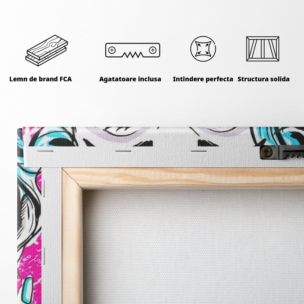 Tablou Canvas Premium, LuxCanva® G1076, Vintage Diva, Pop Art, Vintage, Buze, Rosii, Retro, Atitudine, Glamour, Arta, Urban, Living, Dormitor