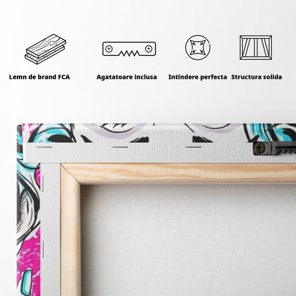 Tablou Canvas Premium, LuxCanva® G1076, Vintage Diva, Pop Art, Vintage, Buze, Rosii, Retro, Atitudine, Glamour, Arta, Urban, Living, Dormitor