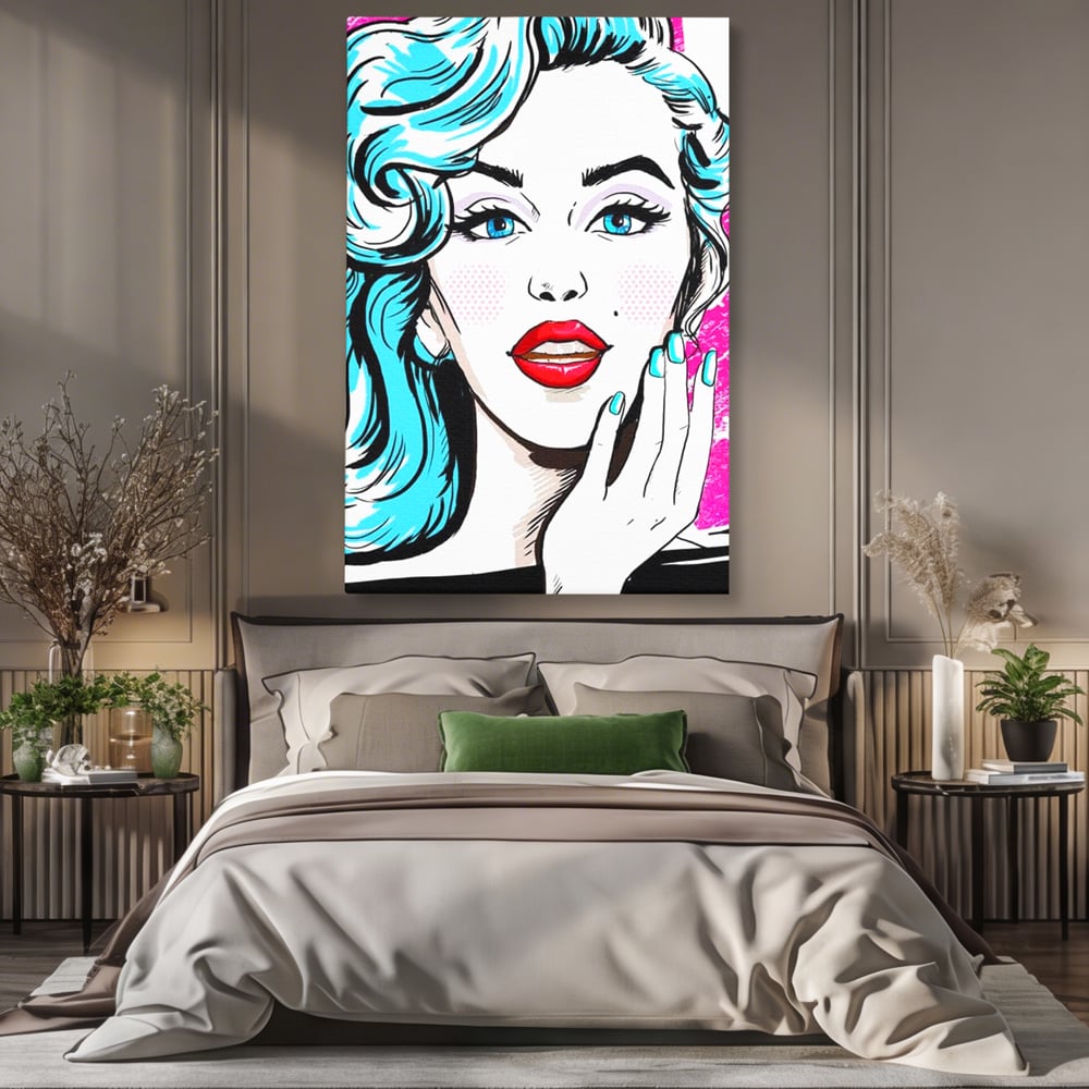 Tablou Canvas Premium, LuxCanva® G1076, Vintage Diva, Pop Art, Vintage, Buze, Rosii, Retro, Atitudine, Glamour, Arta, Urban, Living, Dormitor