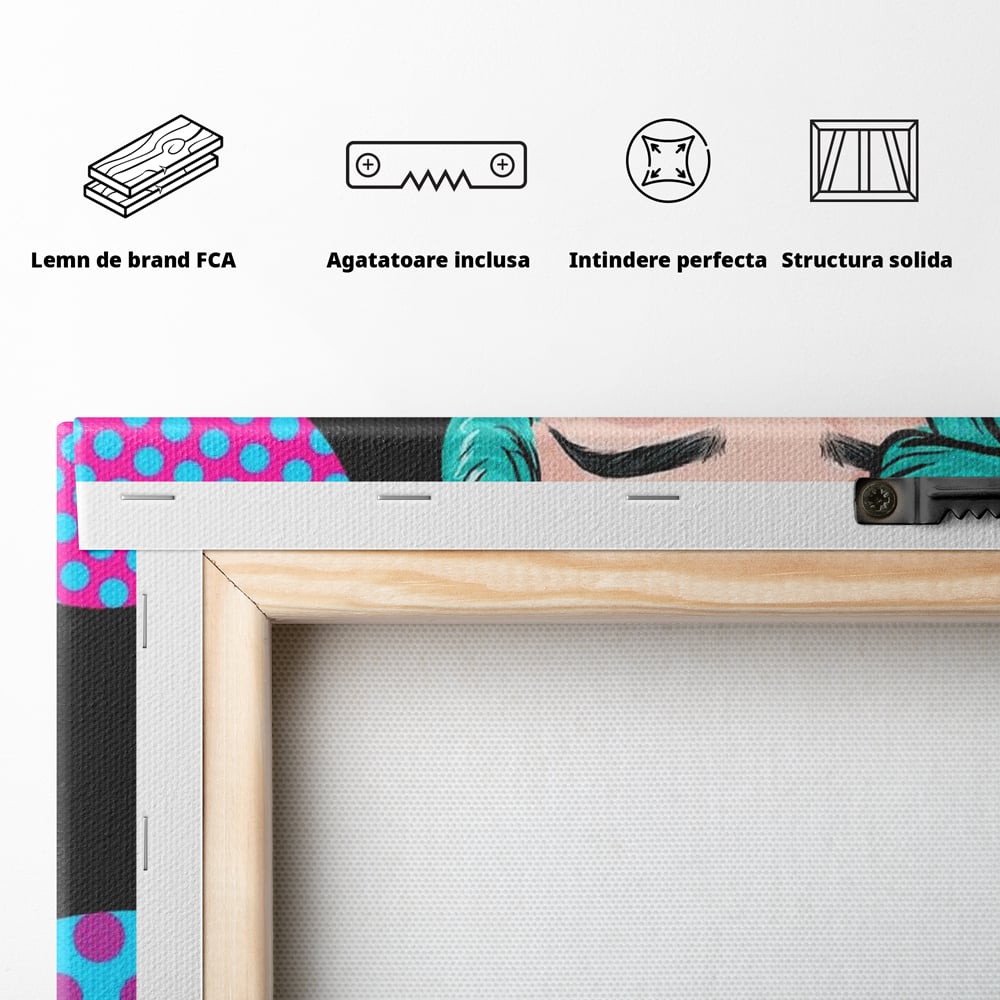 Tablou Canvas Premium, LuxCanva® G1077, Femeia Iconica, Glam, Unghii, Colorat, Surpriza, Retro, Atitudine, Pop Art, Viziune, Living, Dormitor