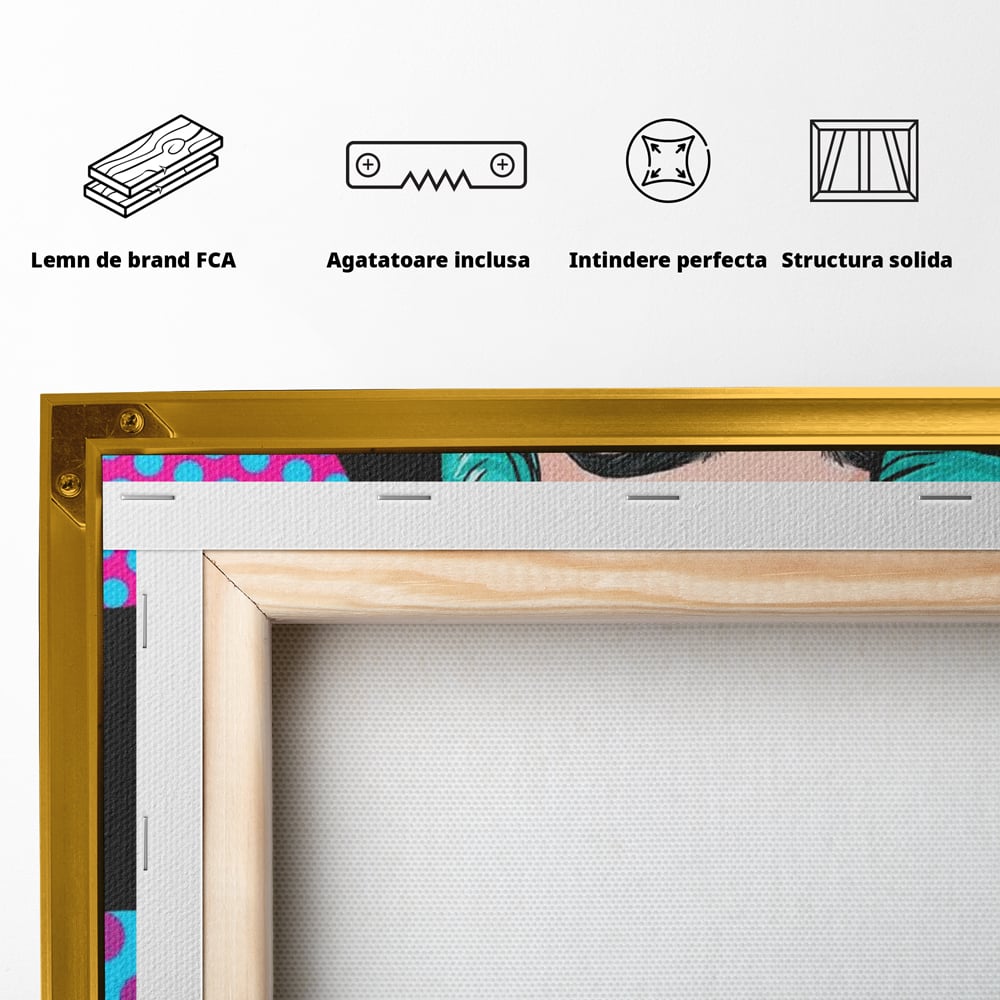 Tablou Canvas Premium, LuxCanva® G1077, Femeia Iconica, Glam, Unghii, Colorat, Surpriza, Retro, Atitudine, Pop Art, Viziune, Living, Dormitor
