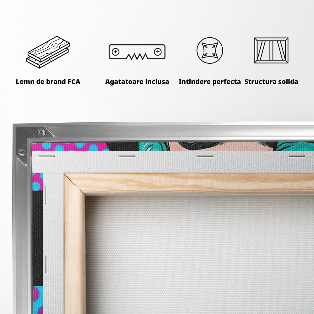 Tablou Canvas Premium, LuxCanva® G1077, Femeia Iconica, Glam, Unghii, Colorat, Surpriza, Retro, Atitudine, Pop Art, Viziune, Living, Dormitor
