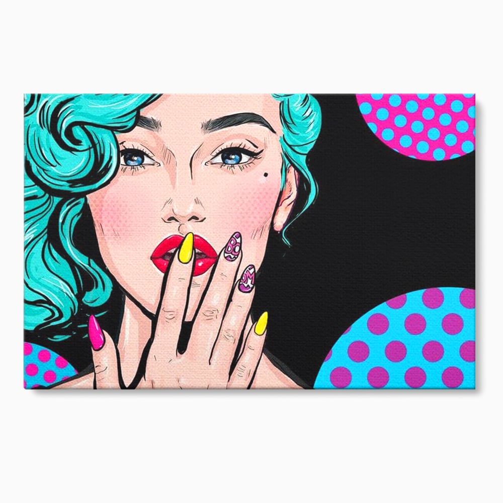 Tablou Canvas Premium, LuxCanva® G1077, Femeia Iconica, Glam, Unghii, Colorat, Surpriza, Retro, Atitudine, Pop Art, Viziune, Living, Dormitor