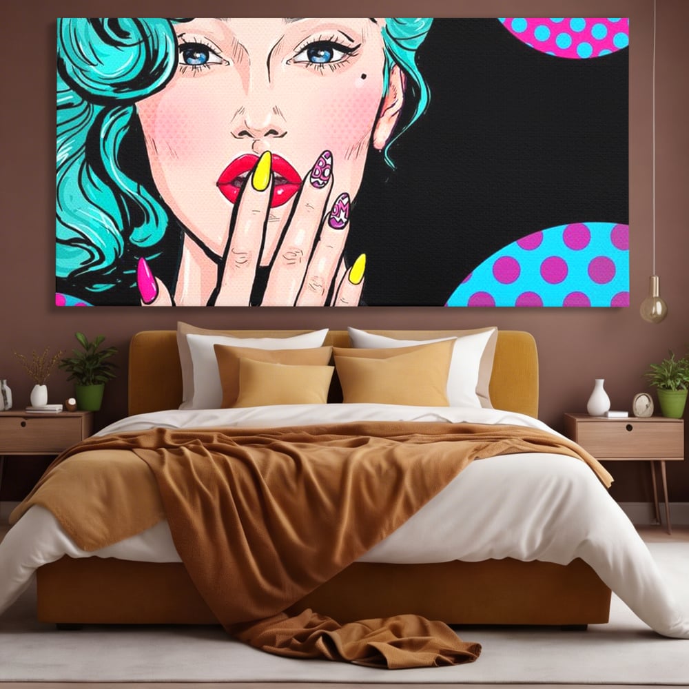 Tablou Canvas Premium, LuxCanva® G1077, Femeia Iconica, Glam, Unghii, Colorat, Surpriza, Retro, Atitudine, Pop Art, Viziune, Living, Dormitor