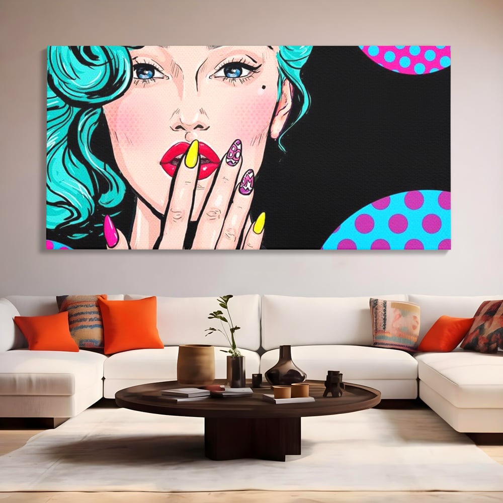 Tablou Canvas Premium, LuxCanva® G1077, Femeia Iconica, Glam, Unghii, Colorat, Surpriza, Retro, Atitudine, Pop Art, Viziune, Living, Dormitor