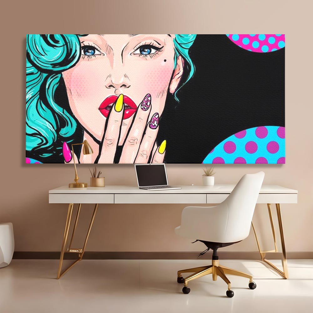 Tablou Canvas Premium, LuxCanva® G1077, Femeia Iconica, Glam, Unghii, Colorat, Surpriza, Retro, Atitudine, Pop Art, Viziune, Living, Dormitor