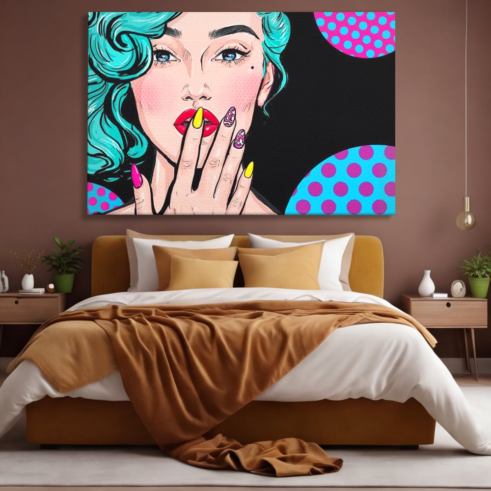 Tablou Canvas Premium, LuxCanva® G1077, Femeia Iconica, Glam, Unghii, Colorat, Surpriza, Retro, Atitudine, Pop Art, Viziune, Living, Dormitor