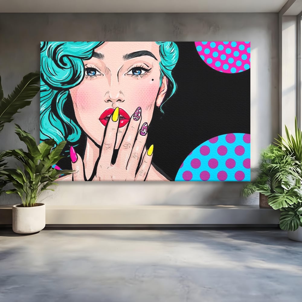 Tablou Canvas Premium, LuxCanva® G1077, Femeia Iconica, Glam, Unghii, Colorat, Surpriza, Retro, Atitudine, Pop Art, Viziune, Living, Dormitor