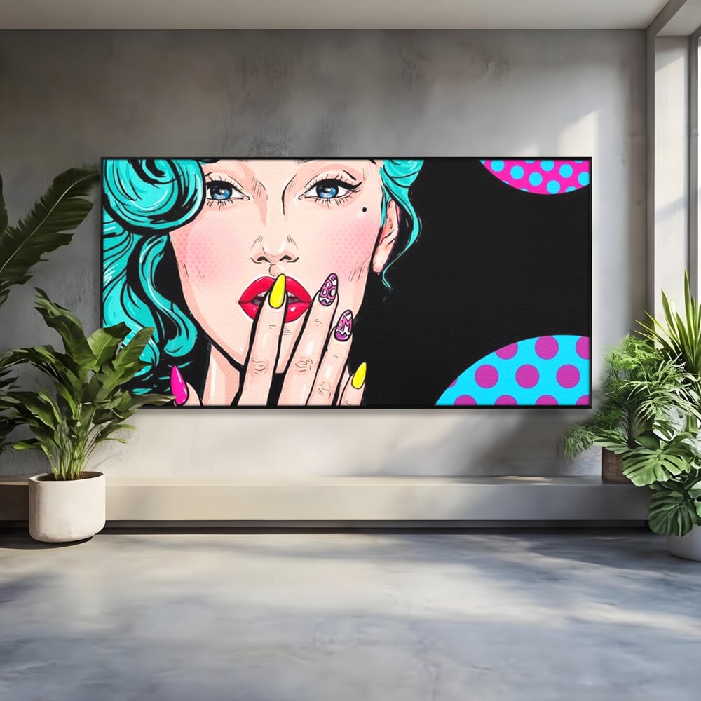 Tablou Canvas Premium, LuxCanva® G1077, Femeia Iconica, Glam, Unghii, Colorat, Surpriza, Retro, Atitudine, Pop Art, Viziune, Living, Dormitor