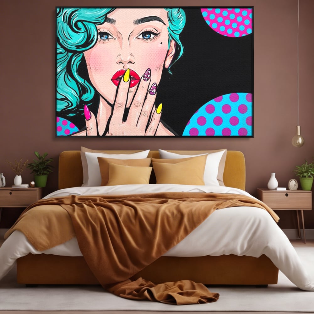 Tablou Canvas Premium, LuxCanva® G1077, Femeia Iconica, Glam, Unghii, Colorat, Surpriza, Retro, Atitudine, Pop Art, Viziune, Living, Dormitor