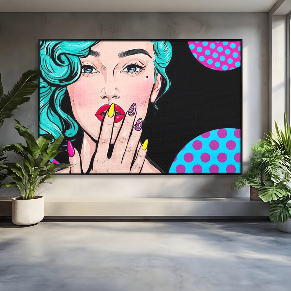 Tablou Canvas Premium, LuxCanva® G1077, Femeia Iconica, Glam, Unghii, Colorat, Surpriza, Retro, Atitudine, Pop Art, Viziune, Living, Dormitor