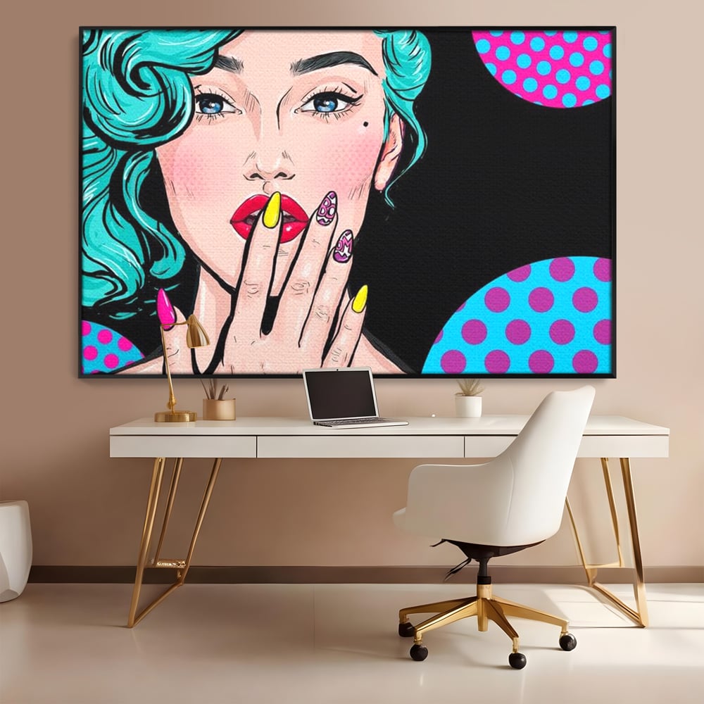 Tablou Canvas Premium, LuxCanva® G1077, Femeia Iconica, Glam, Unghii, Colorat, Surpriza, Retro, Atitudine, Pop Art, Viziune, Living, Dormitor