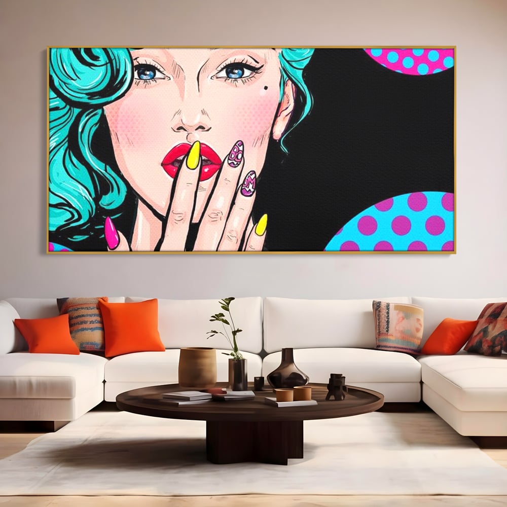 Tablou Canvas Premium, LuxCanva® G1077, Femeia Iconica, Glam, Unghii, Colorat, Surpriza, Retro, Atitudine, Pop Art, Viziune, Living, Dormitor