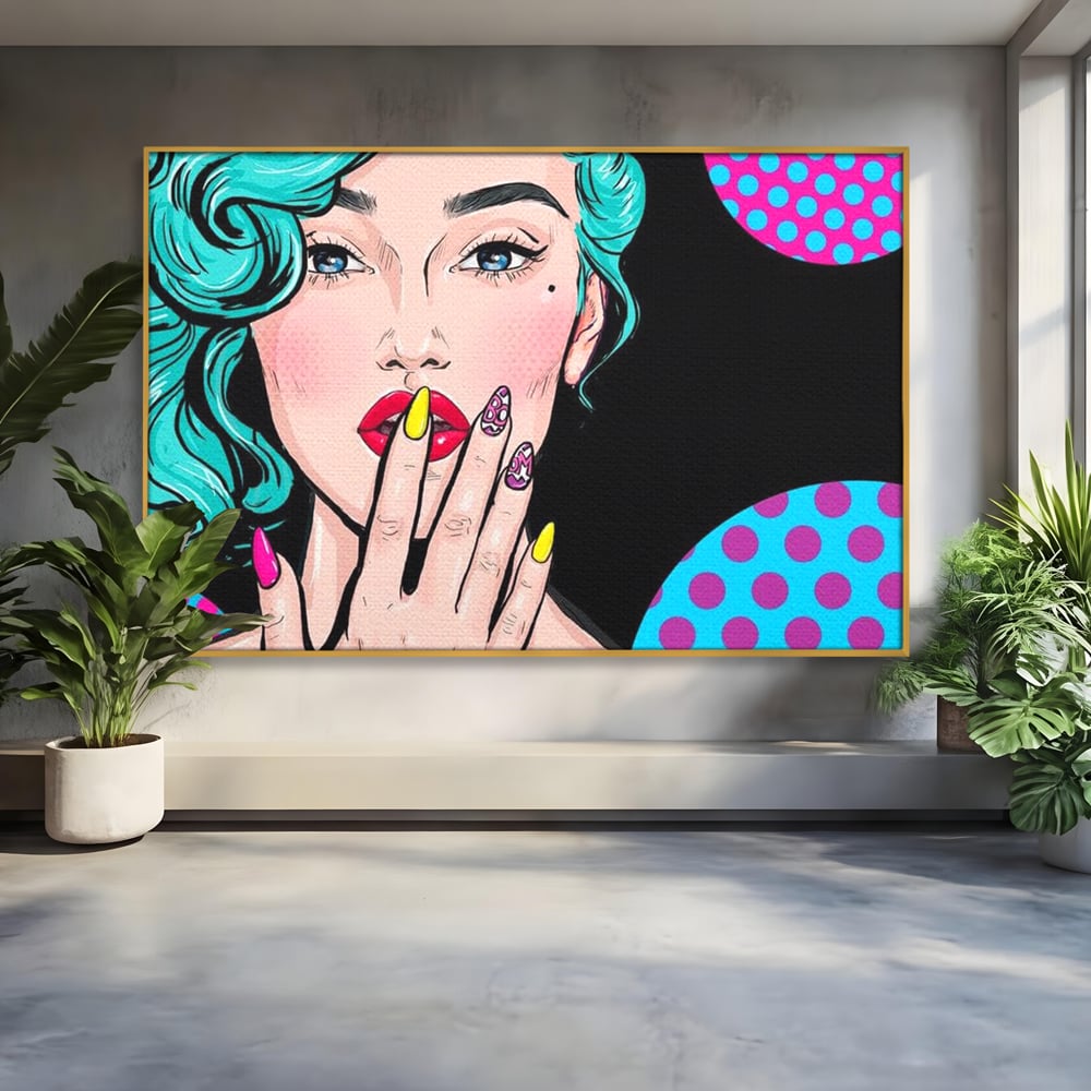 Tablou Canvas Premium, LuxCanva® G1077, Femeia Iconica, Glam, Unghii, Colorat, Surpriza, Retro, Atitudine, Pop Art, Viziune, Living, Dormitor