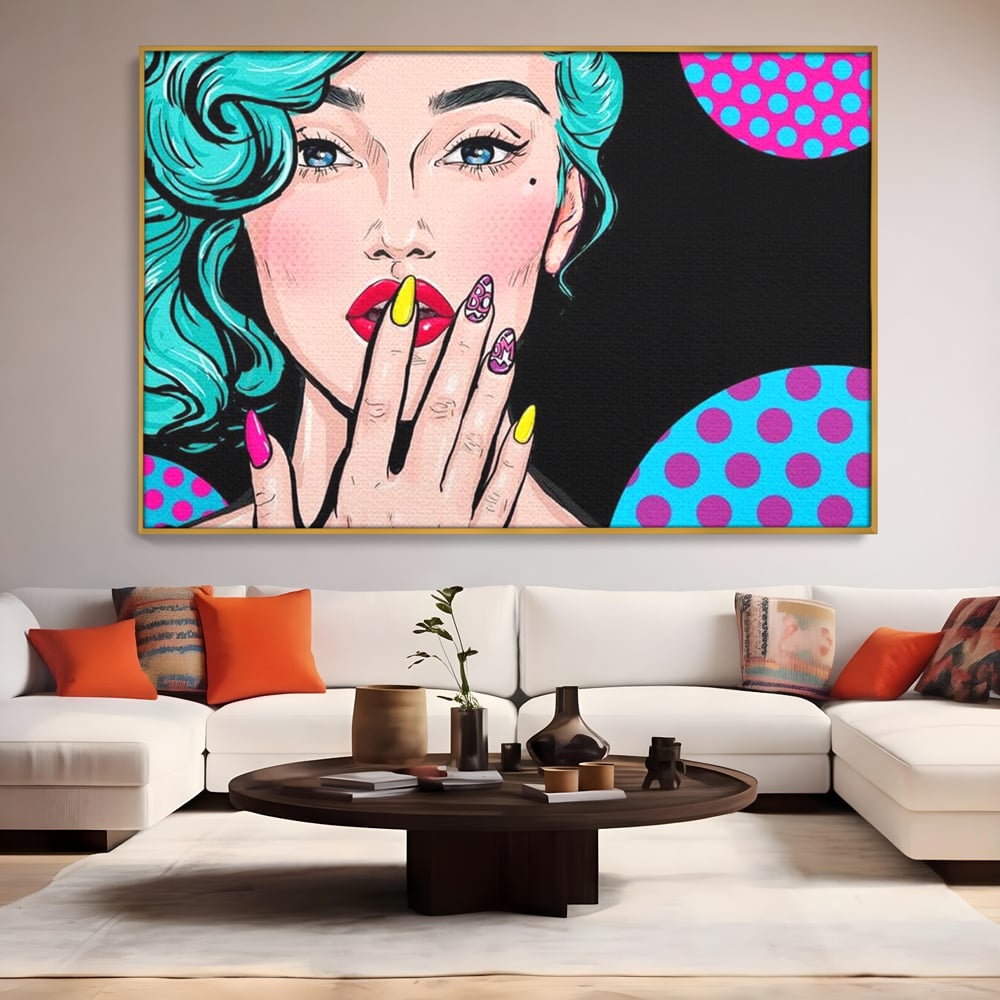 Tablou Canvas Premium, LuxCanva® G1077, Femeia Iconica, Glam, Unghii, Colorat, Surpriza, Retro, Atitudine, Pop Art, Viziune, Living, Dormitor