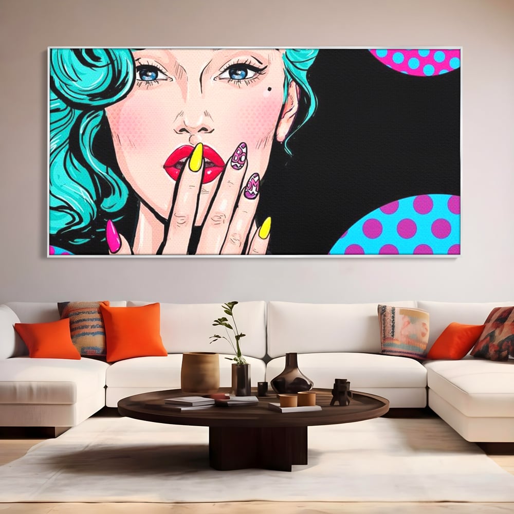 Tablou Canvas Premium, LuxCanva® G1077, Femeia Iconica, Glam, Unghii, Colorat, Surpriza, Retro, Atitudine, Pop Art, Viziune, Living, Dormitor