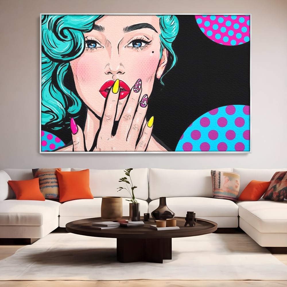 Tablou Canvas Premium, LuxCanva® G1077, Femeia Iconica, Glam, Unghii, Colorat, Surpriza, Retro, Atitudine, Pop Art, Viziune, Living, Dormitor