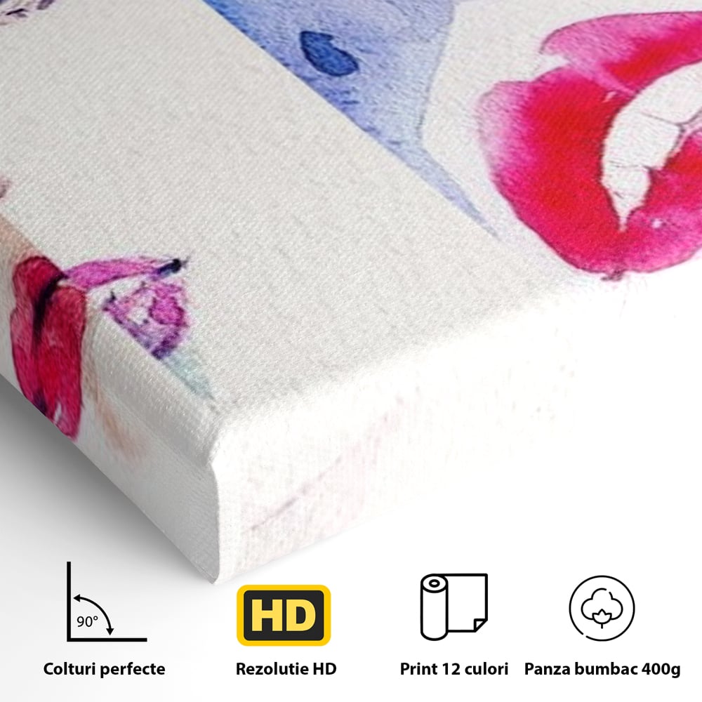 Tablou Canvas Premium, LuxCanva® G1080, Portrete in Acuarela, Femei, Chipuri, Priviri, Reflexii, Stil, Atitudine, Maiestrie, Living, Dormitor