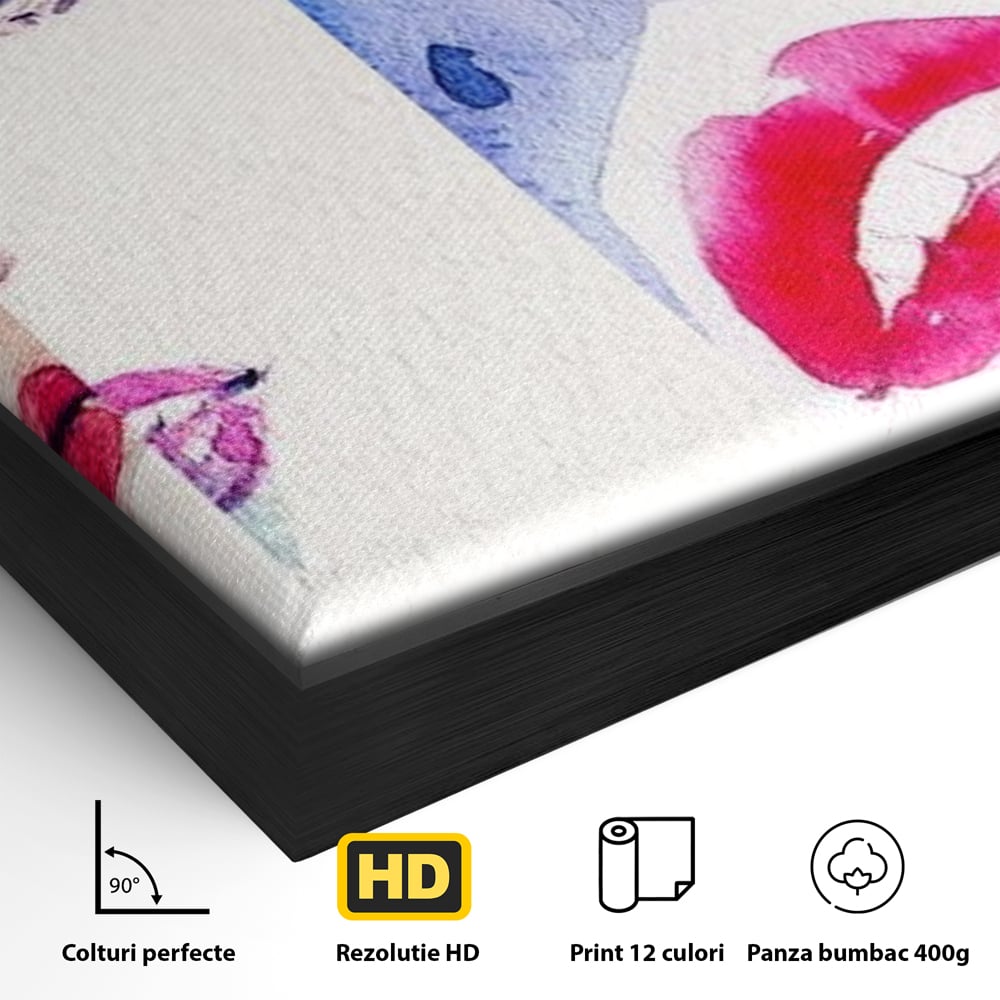 Tablou Canvas Premium, LuxCanva® G1080, Portrete in Acuarela, Femei, Chipuri, Priviri, Reflexii, Stil, Atitudine, Maiestrie, Living, Dormitor