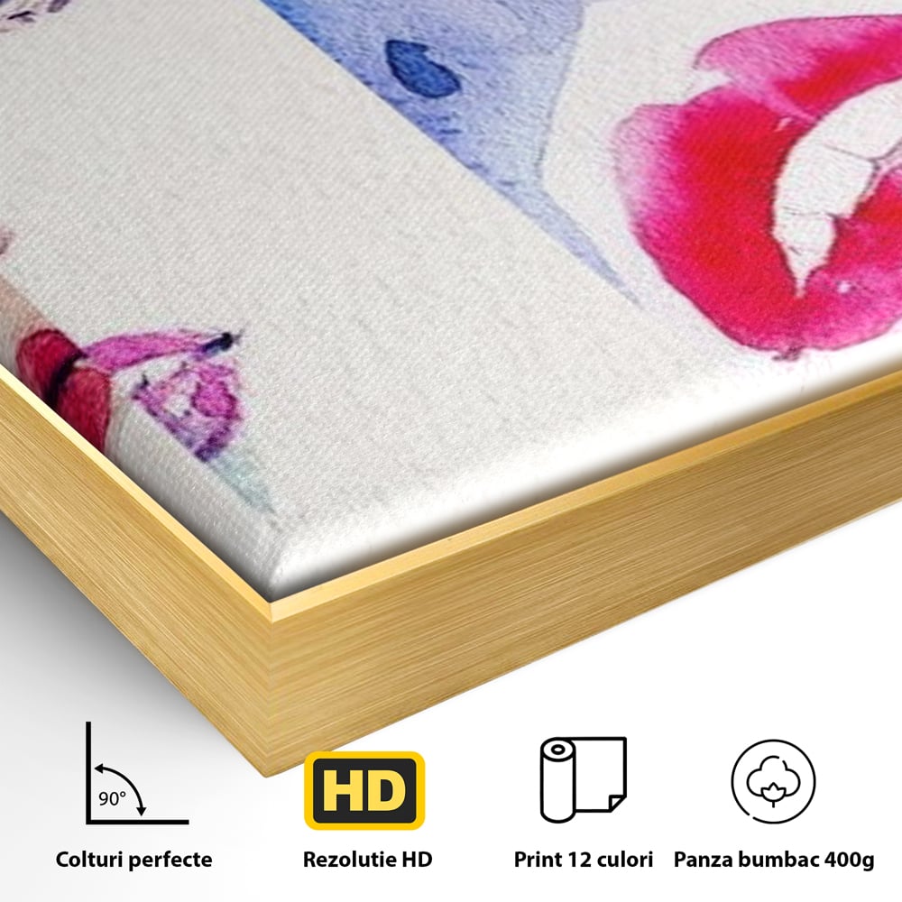 Tablou Canvas Premium, LuxCanva® G1080, Portrete in Acuarela, Femei, Chipuri, Priviri, Reflexii, Stil, Atitudine, Maiestrie, Living, Dormitor