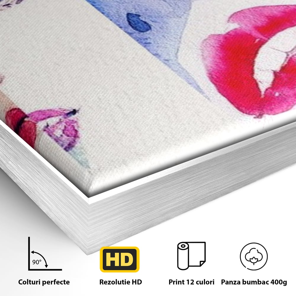 Tablou Canvas Premium, LuxCanva® G1080, Portrete in Acuarela, Femei, Chipuri, Priviri, Reflexii, Stil, Atitudine, Maiestrie, Living, Dormitor