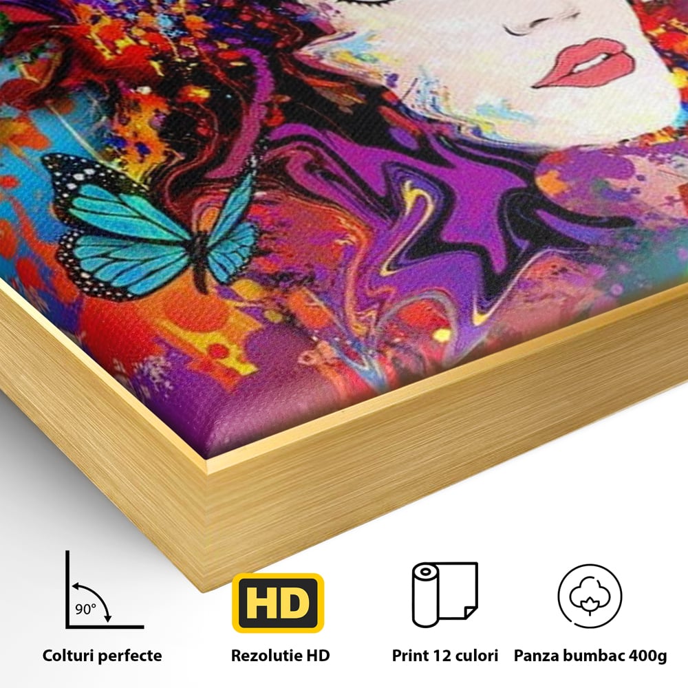 Tablou Canvas Premium, LuxCanva® G1081, Energia Creativitatii, Explozie, Culoare, Haos, Femeie, Privire, Artistic, Expozitie, Living, Dormitor