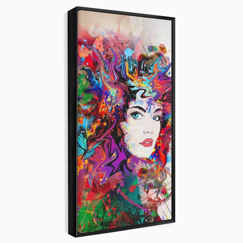 Tablou Canvas Premium, LuxCanva® G1081, Energia Creativitatii, Explozie, Culoare, Haos, Femeie, Privire, Artistic, Expozitie, Living, Dormitor