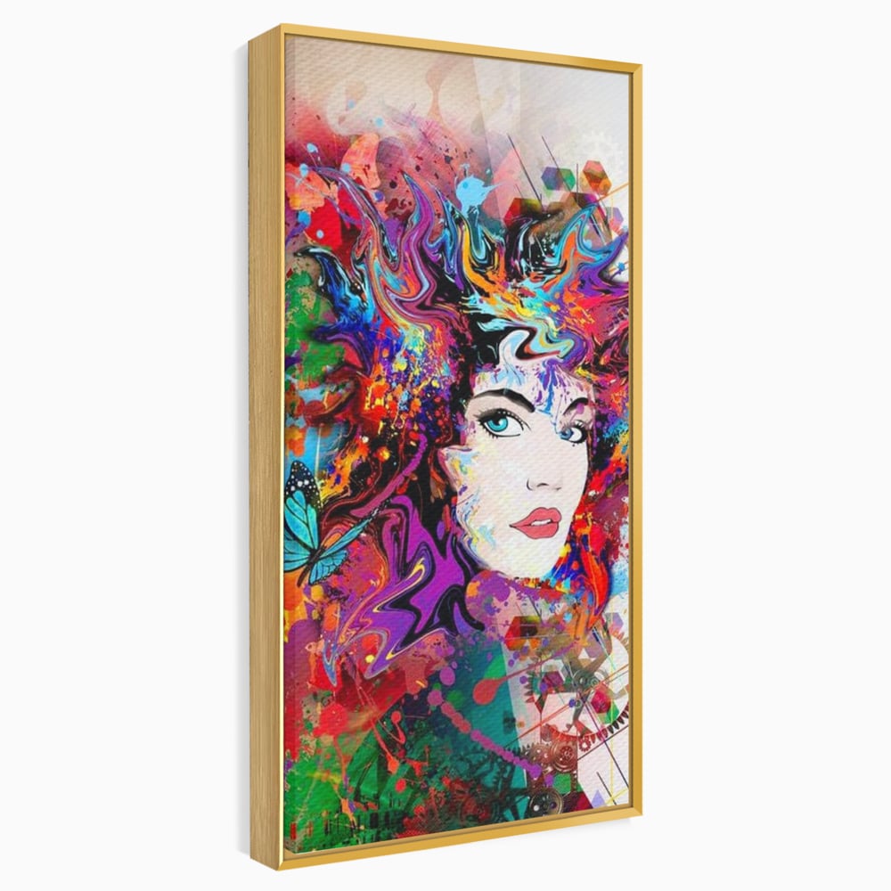 Tablou Canvas Premium, LuxCanva® G1081, Energia Creativitatii, Explozie, Culoare, Haos, Femeie, Privire, Artistic, Expozitie, Living, Dormitor