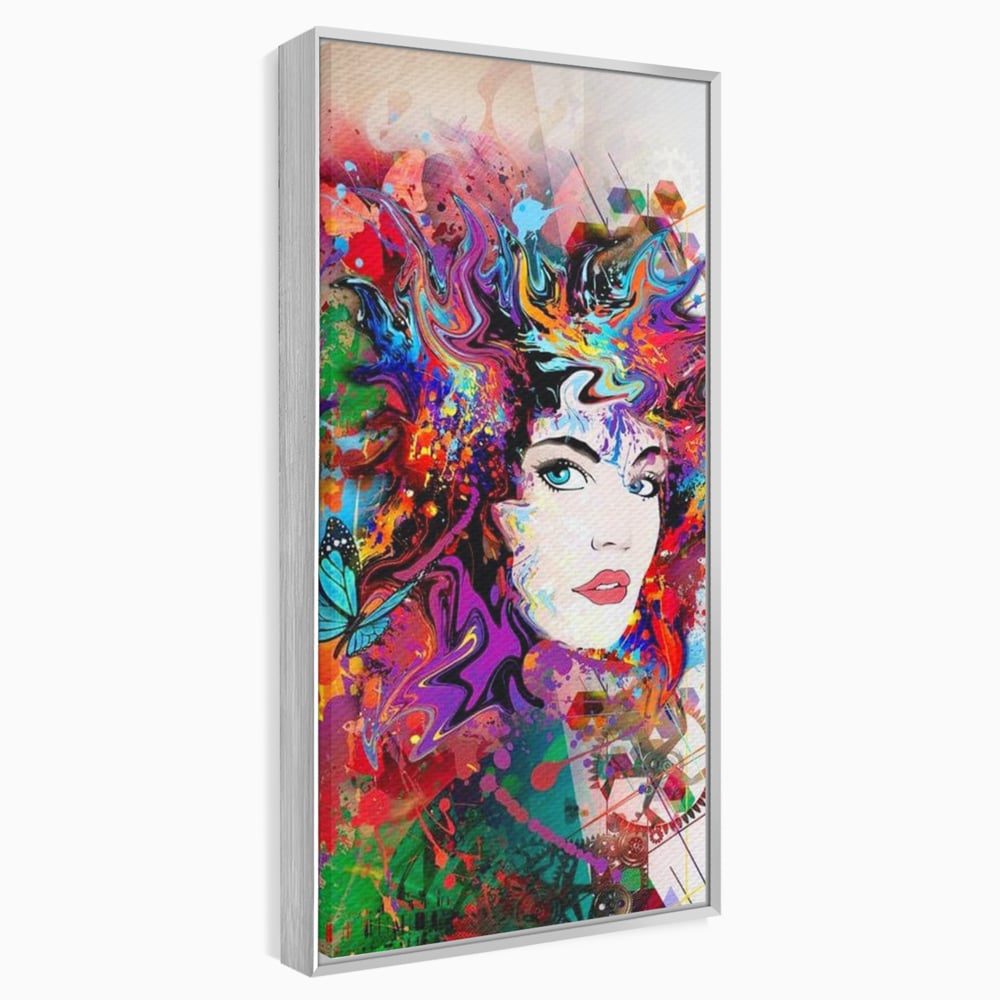 Tablou Canvas Premium, LuxCanva® G1081, Energia Creativitatii, Explozie, Culoare, Haos, Femeie, Privire, Artistic, Expozitie, Living, Dormitor