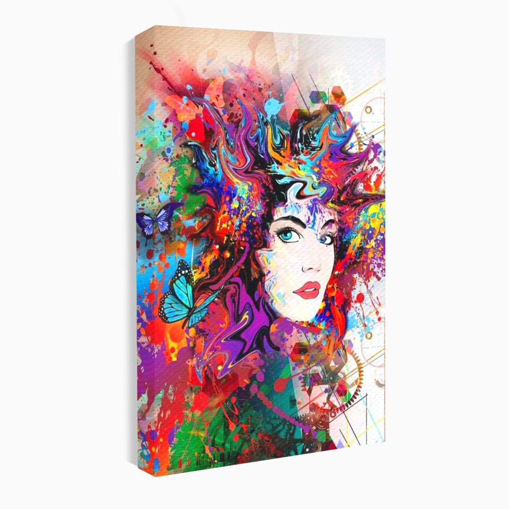 Tablou Canvas Premium, LuxCanva® G1081, Energia Creativitatii, Explozie, Culoare, Haos, Femeie, Privire, Artistic, Expozitie, Living, Dormitor
