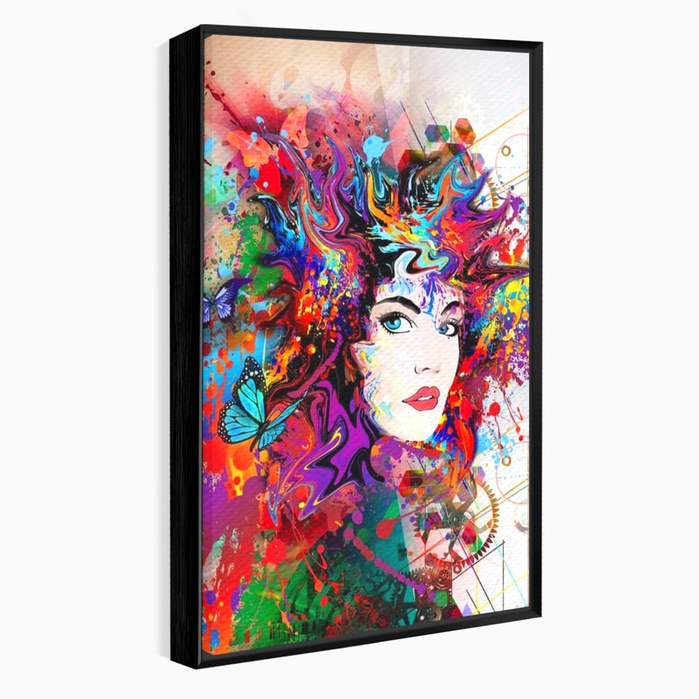 Tablou Canvas Premium, LuxCanva® G1081, Energia Creativitatii, Explozie, Culoare, Haos, Femeie, Privire, Artistic, Expozitie, Living, Dormitor