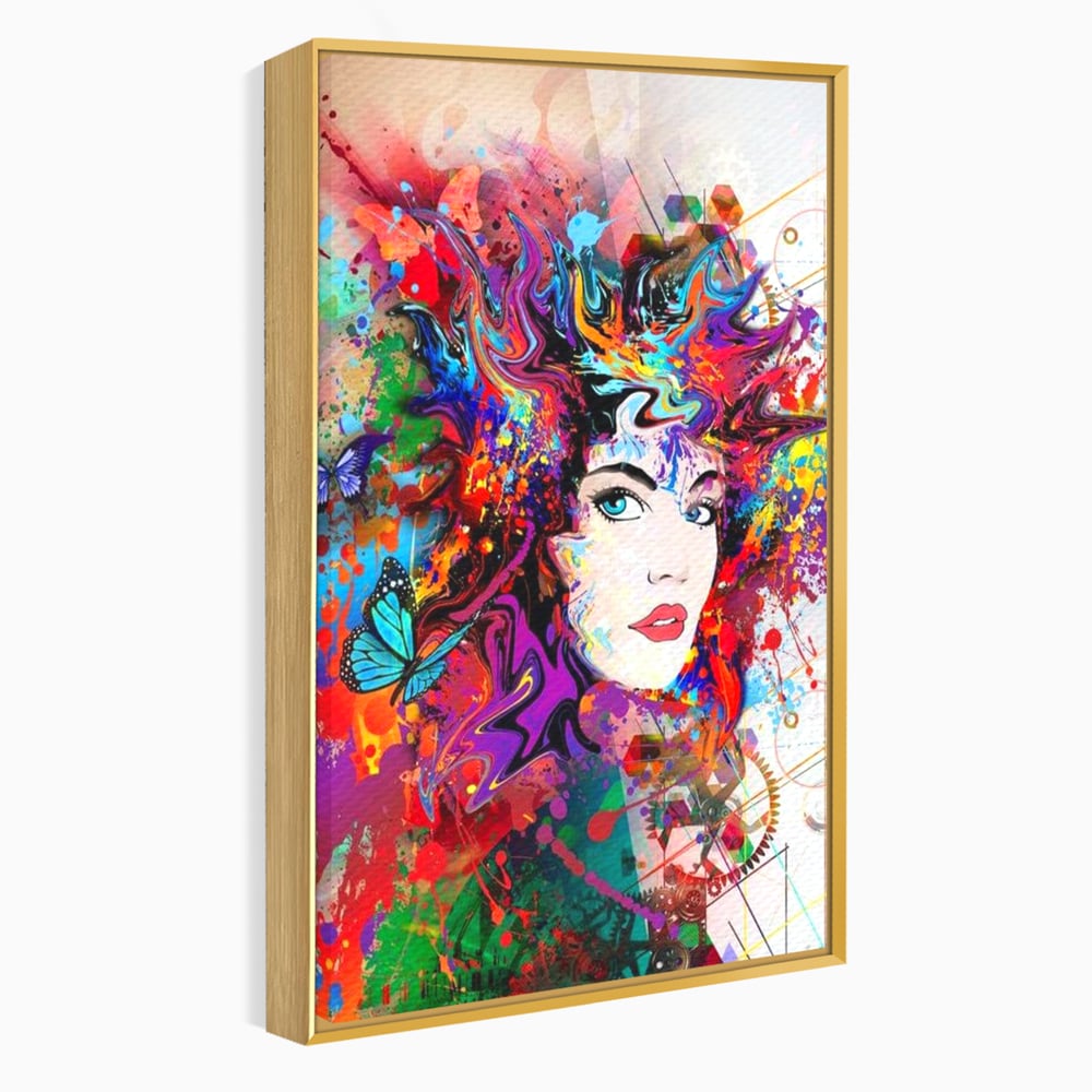 Tablou Canvas Premium, LuxCanva® G1081, Energia Creativitatii, Explozie, Culoare, Haos, Femeie, Privire, Artistic, Expozitie, Living, Dormitor