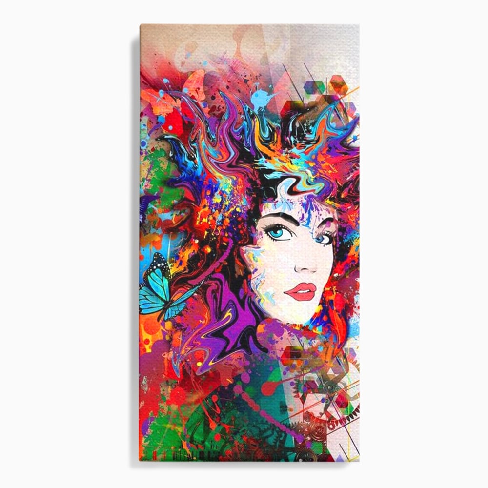 Tablou Canvas Premium, LuxCanva® G1081, Energia Creativitatii, Explozie, Culoare, Haos, Femeie, Privire, Artistic, Expozitie, Living, Dormitor