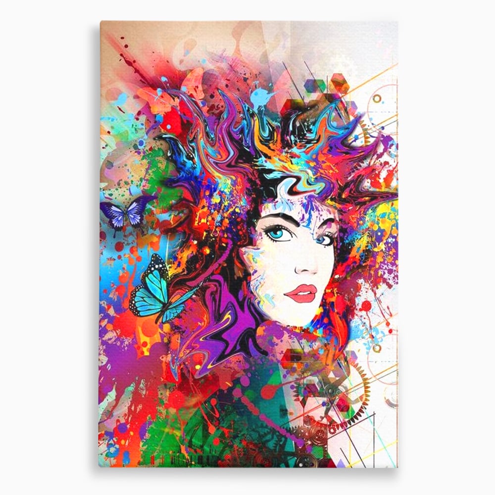 Tablou Canvas Premium, LuxCanva® G1081, Energia Creativitatii, Explozie, Culoare, Haos, Femeie, Privire, Artistic, Expozitie, Living, Dormitor
