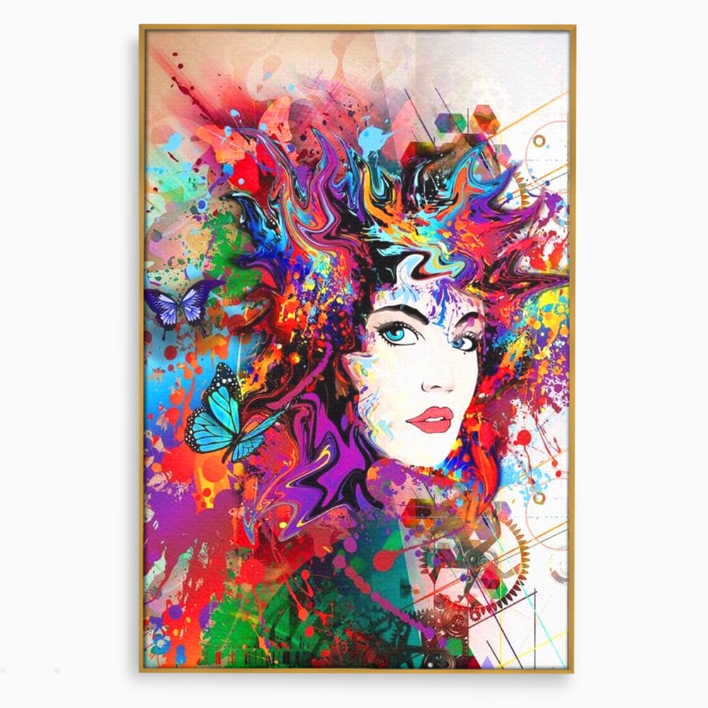 Tablou Canvas Premium, LuxCanva® G1081, Energia Creativitatii, Explozie, Culoare, Haos, Femeie, Privire, Artistic, Expozitie, Living, Dormitor