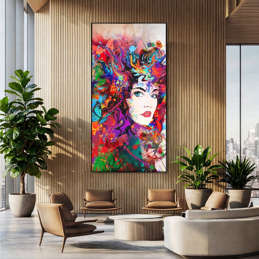Tablou Canvas Premium, LuxCanva® G1081, Energia Creativitatii, Explozie, Culoare, Haos, Femeie, Privire, Artistic, Expozitie, Living, Dormitor