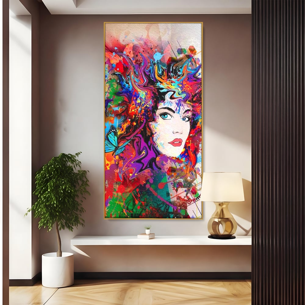 Tablou Canvas Premium, LuxCanva® G1081, Energia Creativitatii, Explozie, Culoare, Haos, Femeie, Privire, Artistic, Expozitie, Living, Dormitor