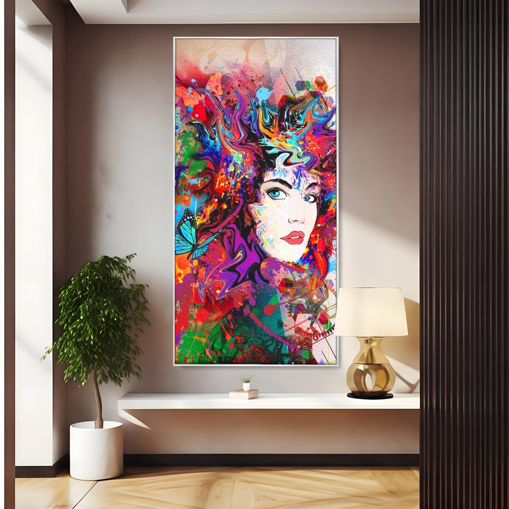 Tablou Canvas Premium, LuxCanva® G1081, Energia Creativitatii, Explozie, Culoare, Haos, Femeie, Privire, Artistic, Expozitie, Living, Dormitor